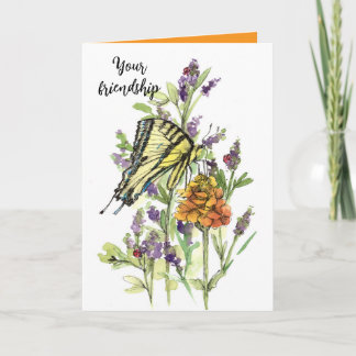 Tarjeta Jardín De Amistad En Las Flores De Mariposa De Mi 