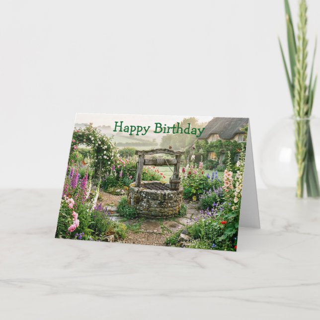 Tarjeta Jardín de Cabaña con Pozo (Anverso)