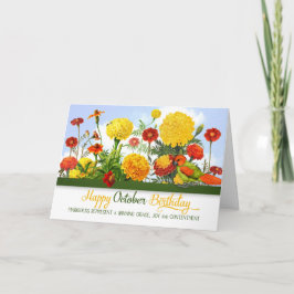 Tarjeta Jardín de cumpleaños Marigold para octubre