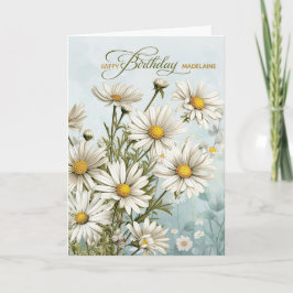 Tarjeta Jardín de Daisies con nombre Cumpleaños