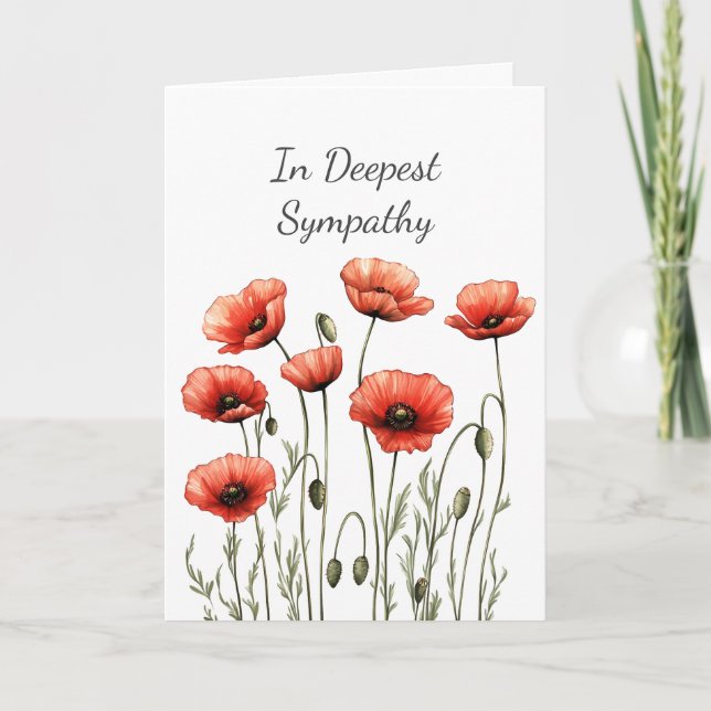 Tarjeta Jardín de flores de amapola roja en más profundo p (Anverso)