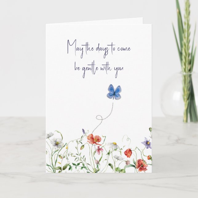 Tarjeta Jardín de flores silvestres de simpatía con maripo (Anverso)
