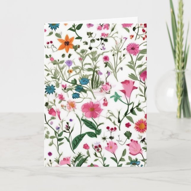 Tarjeta Jardín de flores silvestres de verano para el cump (Anverso)
