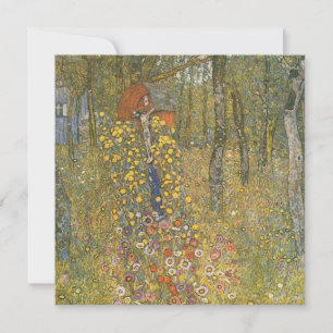 Tarjeta Jardín de granja con crucifijo (por Gustav Klimt)