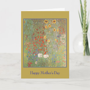 Tarjeta Jardín de granja con girasoles Gustav Klimt 1913