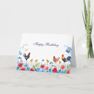 Tarjeta Jardín de granja de pollitos coloridos