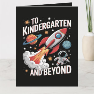 Tarjeta Jardín de infancia y más allá astronauta vuelta al
