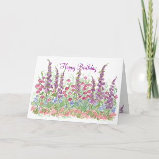 Tarjeta Jardín de la acuarela del feliz cumpleaños del