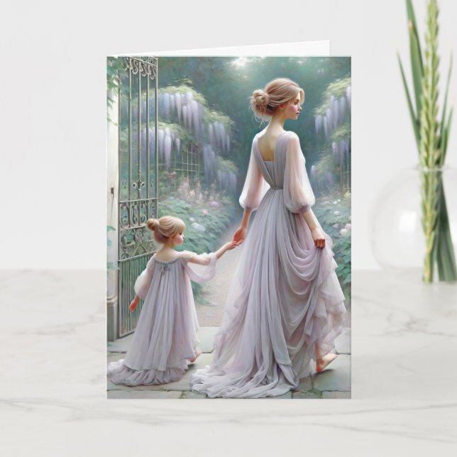 Tarjeta Jardín de la glicinia del Día de la Madre (Anverso)