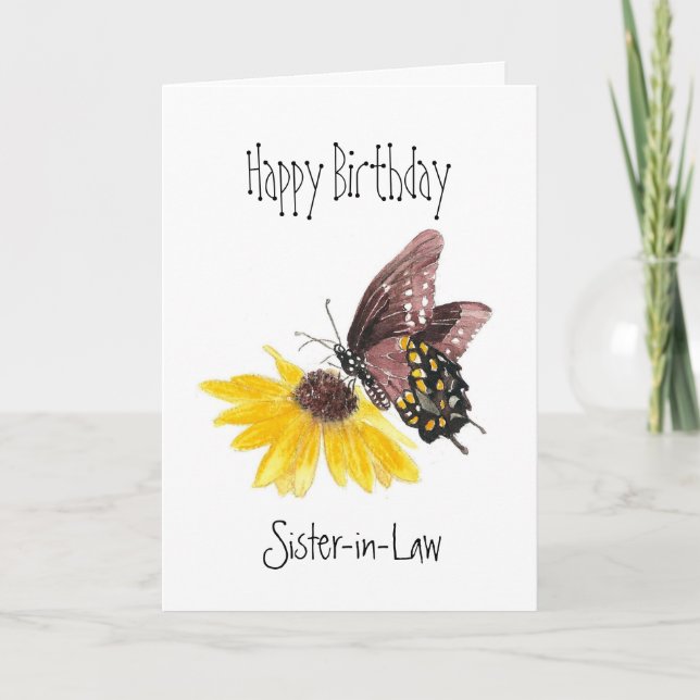 Tarjeta Jardín de mariposas feliz cumpleaños de la cuñada (Anverso)