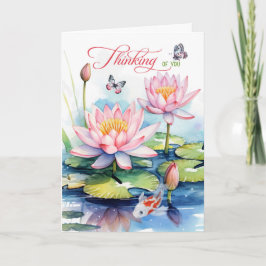 Tarjeta Jardín de Nenúfares con Carpas Koi Pensando en Ti