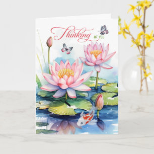 Tarjeta Jardín de Nenúfares con Carpas Koi Pensando en Ti
