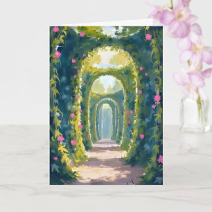 Tarjeta Jardín Encantado   Pintura de Arco Floral