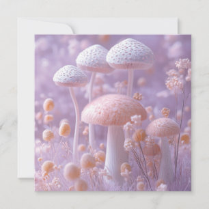 Tarjeta Jardín etéreo de hongos, fantasía suave pastel
