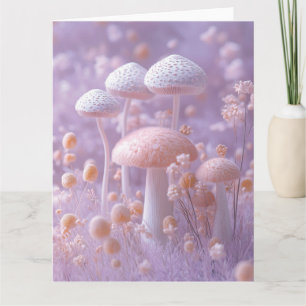 Tarjeta Jardín etéreo de hongos, fantasía suave pastel