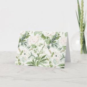 Tarjeta Jardín Floral Verde Suave con Flores Blancas