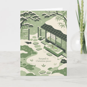 Tarjeta Jardín Japonés de Té Verde Navidad en Paz