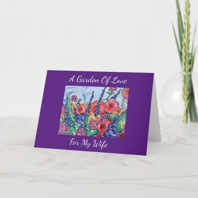 Tarjeta Jardín Lavender De Amor Cumpleaños Para Mi Esposa (Anverso)