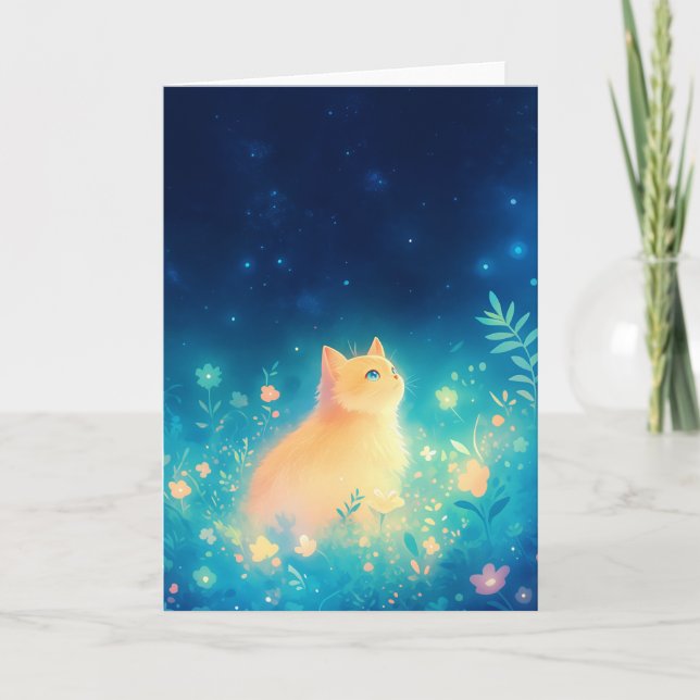 Tarjeta Jardín Místico del Gato Naranja (Anverso)