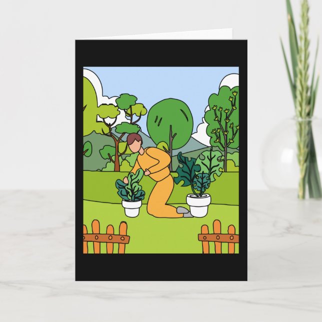 Tarjeta Jardín Retro Hobby Gardener Garden (Anverso)