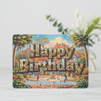 Tarjeta Jardín Tropical Feliz Cumpleaños