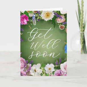 Tarjeta Jardín Verde Floral Recupérate Pronto Personalizad