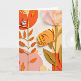 Tarjeta Jardín Vibrante de Papel Recortado en Flor