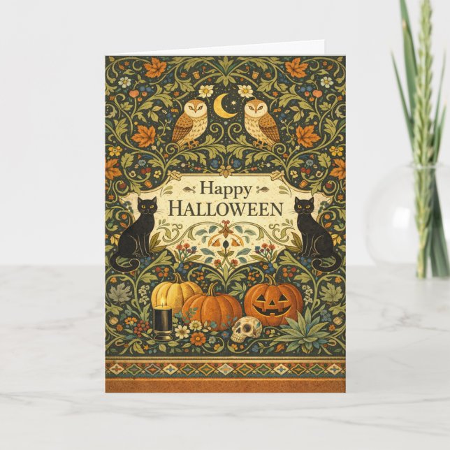 Tarjeta Jardín Victoriano Vintage Halloween (Anverso)