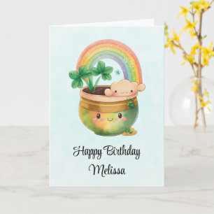 Tarjeta Jardinera Caprichosa con Cumpleaños de Arcoíris y 
