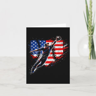 Tarjeta Jardinero de béisbol Bandera americana Verano Cuat