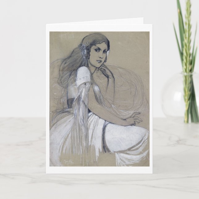 Tarjeta Jaroslava Muchova, Alphonse Mucha (Anverso)