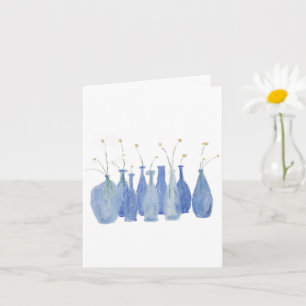 Tarjeta Jarra de flor de cobalto pintada a mano 