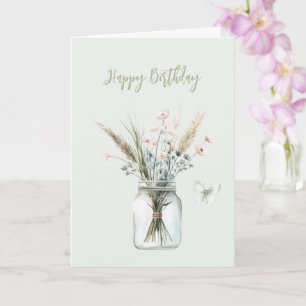 Tarjeta Jarrón de flores azules con toque de menta maripos