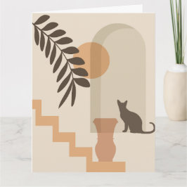 Tarjeta Jarrón de hoja de escalera Gato, Arte geométrico a