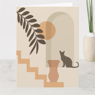 Tarjeta Jarrón de hoja de escalera Gato, Arte geométrico a