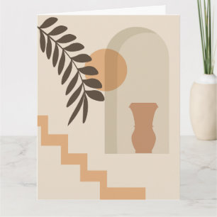 Tarjeta Jarrón de hoja de escalera Sol, Arte geométrico ab