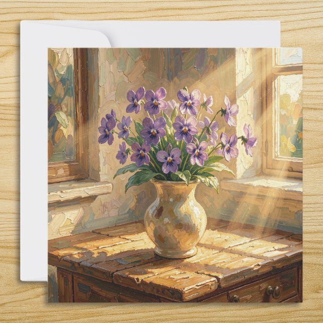 Tarjeta Jarrón de Violetas Moradas Impasto (Subido por el creador)
