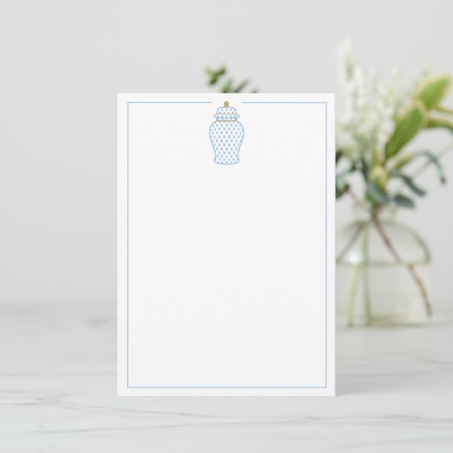 Tarjeta Jarrón jengibre azul y blanco (Anverso de pie)