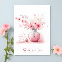 Jarrón y Flores Rosadas Pensando en Ti para Condol