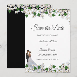 Tarjeta Jasmine en Black & White Wedding Save the Date