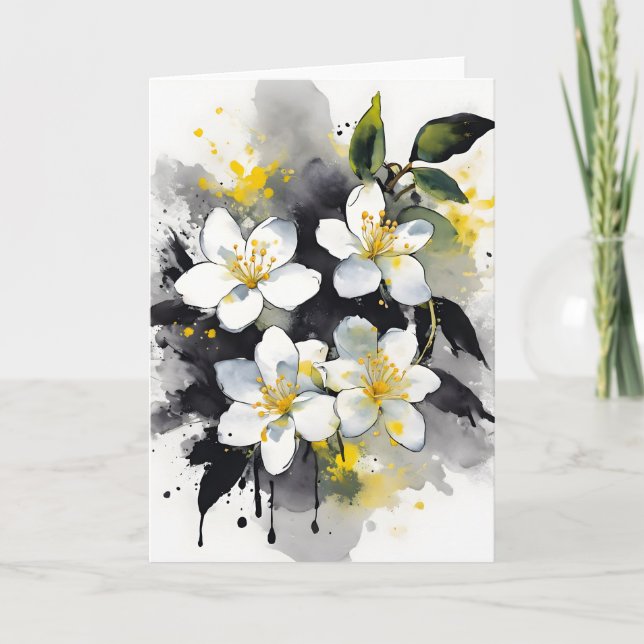 Tarjeta Jasmine - Watercolor flowers (Anverso)