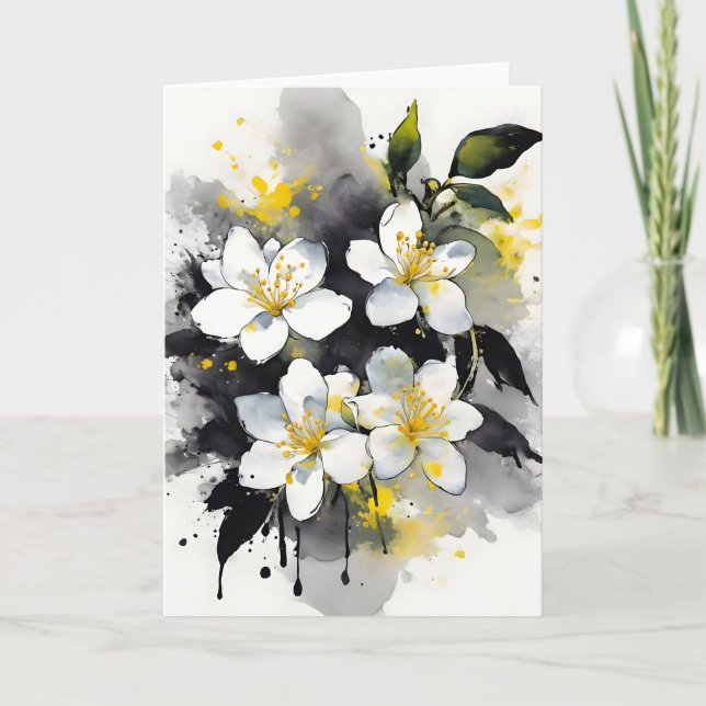 Tarjeta Jasmine - Watercolor flowers (Anverso)