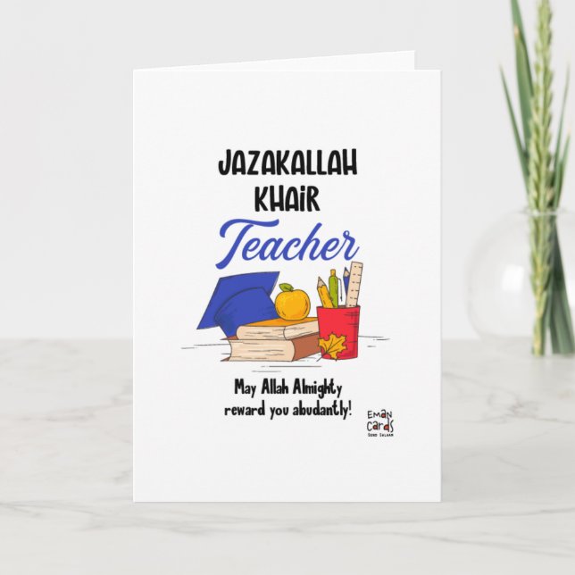 Tarjeta JazakAllah Teacher Card (Anverso)