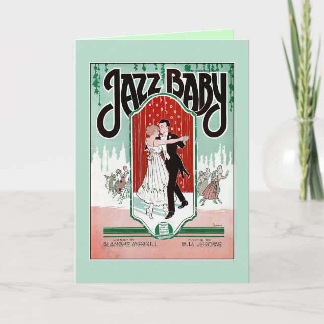 Tarjeta Jazz Baby 1920: portada de partituras de jazz de l (Anverso)