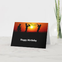 Jazz Band Silhouette Naranja Sunset Birday