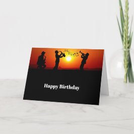 Tarjeta Jazz Band Silhouette Naranja Sunset Birday