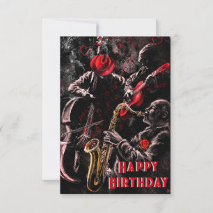 Tarjeta Jazz Music Band Musical Happy Birday Card