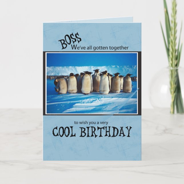 Tarjeta Jefe Cumpleaños, Pingüino todos nosotros (Anverso)
