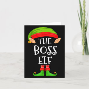 Tarjeta Jefe divertido elfo familia navidad jefe elfo suét