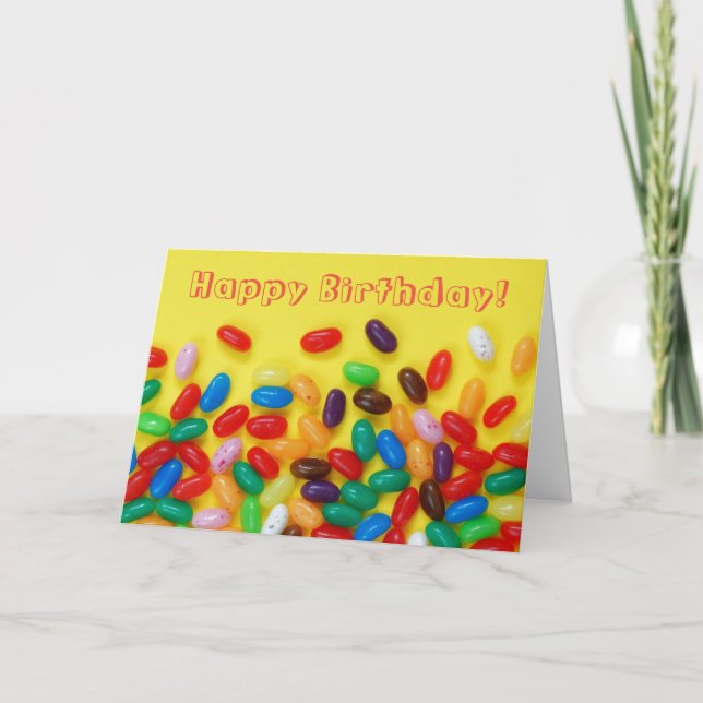 Tarjeta Jelly beans feliz cumpleaños para los niños (Anverso)